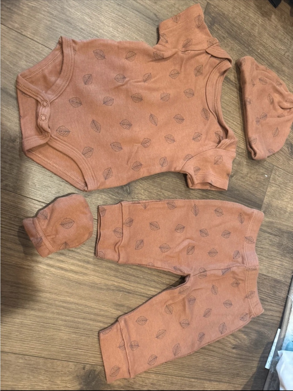 Amazon Rust Leaf-Print Baby One-Piece Set